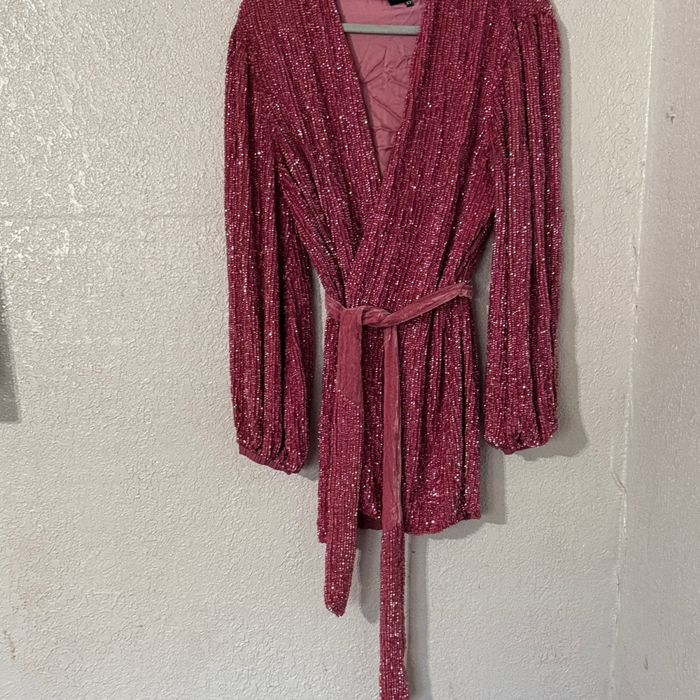 Retrofete Sparkling Pink Sequin Robe